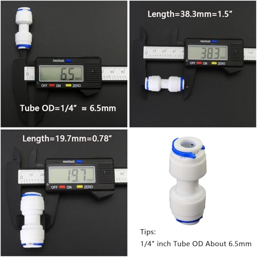 1/4" Push-Fit Fittings Set for RO Water Purifier, 5 Pcs | Globe valve, tee, elbow & straight quick-connect set for reverse osmosis RODI water filters & purification systems. - style: 1/4 inch quick connect straight elbow three-way ball valve collection