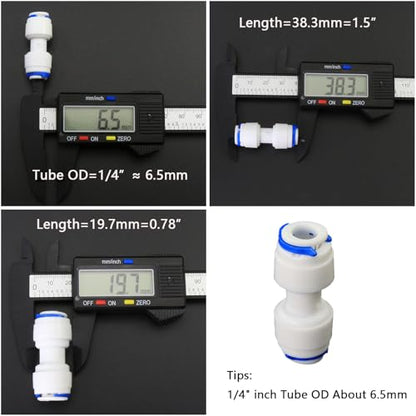 1/4" Push-Fit Fittings Set for RO Water Purifier, 5 Pcs | Globe valve, tee, elbow & straight quick-connect set for reverse osmosis RODI water filters & purification systems. - style: 1/4 inch quick connect straight elbow three-way ball valve collection