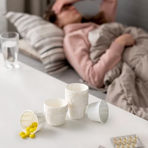 LITOPAK 500 Pack 1 oz Paper Souffle Cups, Disposable Paper Medicine Cups for Tasting Pills, Food Dessert, and Condiments - style: White-1oz-500
