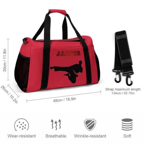 Personalized Taekwondo Karate Duffle Bag for kids Boy Girls,Custom Name Martial Arts Gear Bag,Water-Resistant Sparring Equipment Red - color: Taekwondo Karate-14