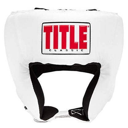 TITLE Boxing Classic USA Boxing Competition Open Face Headgear - Approved for Sparring & Competition; Protects Face & Chin - color: White, size: Medium
