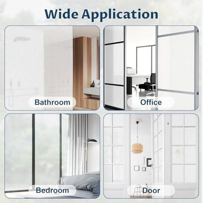 Amrules Frosted Window Privacy Film Non-Adhesive Sun Blocking Reusable and Removable Glass Film Door Coverings for Bathroom, Home, Office, 17.5 x 78.7 Inch