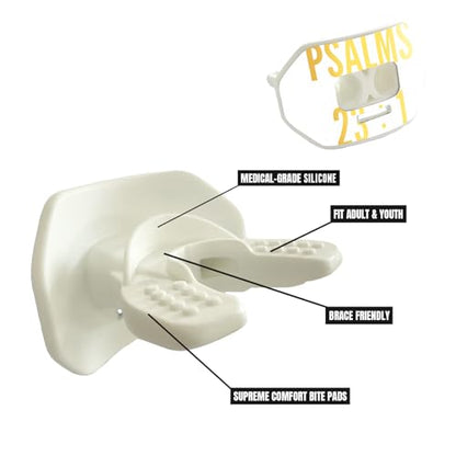 O Shield Vortex Graphic Football Mouth Guard, Psalms 23:1 White - color: Psalms 23:1 White