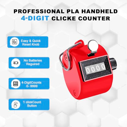 TESEAS Clicker Counter Handheld Tally Counter 4-Digit Number Counter, 2 Pack Hand Mechanical Counters Clickers Pitch Umpire Click Counter for Coaching, Knitting, People, Lap, Fishing, Golf, - color: 12pc