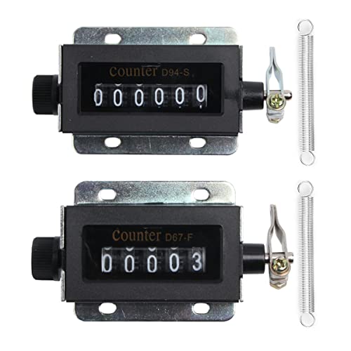2 Pack Mechanical Counter,0-99999 5 Digit Manual Tally and 0-999999 6 Digit Manual Counter Kit,Resettable Pull Counter,Manual Stroke Clicker Counter,Count Accurately