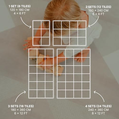 Toddlekind Playmat - Premium Foam Playmat, 4 x 6 feet, 6 Tile Extra Thick Foam Floor Puzzle Mat for Babies/Toddlers Stylish, Non-Toxic, Odorless. Perfect for Tummy Time, Crawling, and Play. Ideal for Nursery and Playroom. 0m+ (Golden Beige) | 4' X 6' Non-