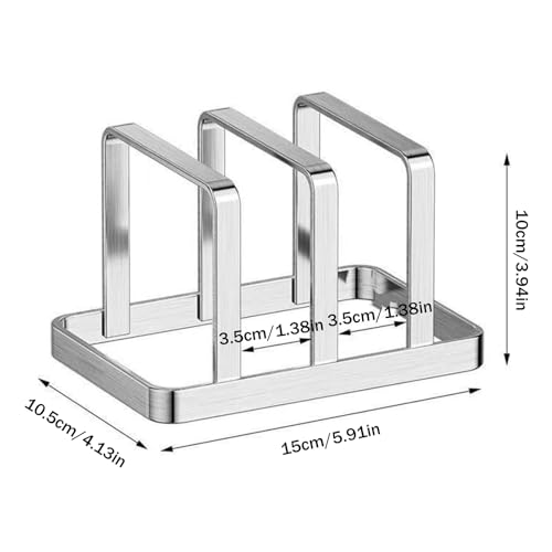 Space-Saving Stainless Steel Pot Lid and Cutting Board Organizer Countertop Rack - Silver