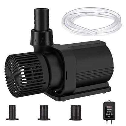 Submersible Pond Water Pump: 2600GPH 85W DC 24V Return Fountain Pump with 15ft Tubing for Aquarium Fish Tank Outdoor Garden
