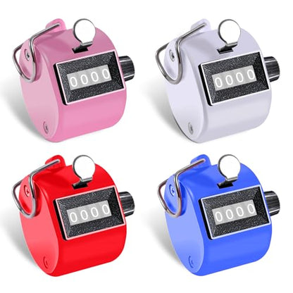 TESEAS Clicker Counter Handheld Tally Counter 4-Digit Number Counter, 2 Pack Hand Mechanical Counters Clickers Pitch Umpire Click Counter for Coaching, Knitting, People, Lap, Fishing, Golf, - color: 4pack
