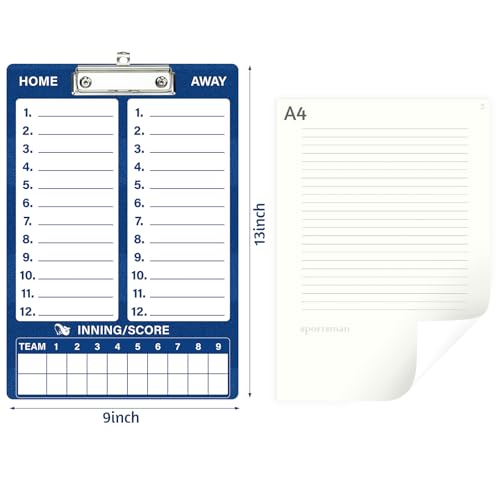 WISYOK Baseball Clipboard, Dry Erase, Blue | Blue, with Marker, Double Sided Lineup Board for Coaches, Strategy, Practice, Game Day - style: Baseball Blue