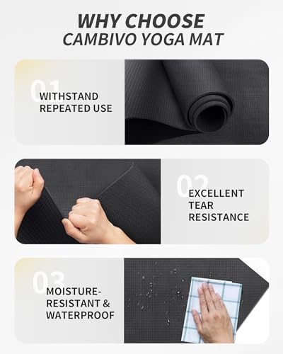 CAMBIVO Extra Long Wide Yoga Mat, Thick PVC Workout Mat | For tall and plus-size, cushioned PVC with non-slip bottom, for home gym pilates barefoot and bodyweight training - size: 84" x 30" x 6mm