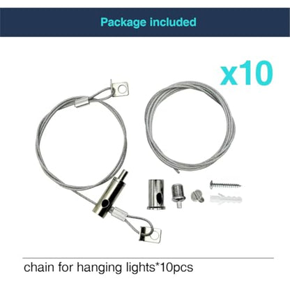 10 Set / 20 pcs Lighting Light Suspension Kit, 5ft Adjustable Luminaire Hanging Wire, 2ft Not Adjustable Steel Cable for Commercial Aquarium LED Panel Light LED Shop Lights Aquarium Lights