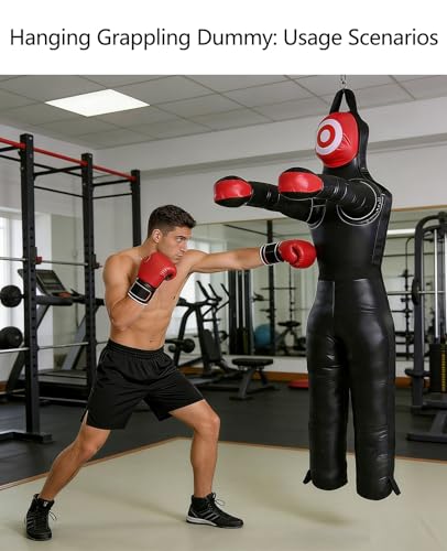 Hanging Grappling Dummy, Martial Arts Doll, MMA Wrestling Dummy, Durable Canvas Fabrics, Standing Sitting Laying Throwing, for Boxing Karate Training UNFILLED