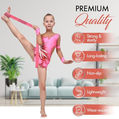 Cheer Stretching Strap for Flexibility Training and Stunt Practice | Durable Stretch Band to Improve Flexibility and Range of Motion, Essential Accessory for Cheerleaders - color: Pink
