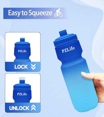 24oz Bike Squeeze Water Bottle, BPA Free Cycling Water Bottle, Leakproof | with Capacity Scale w/Pull Top Lid, Reusable Sport Water Bottle, for Bicycle, Gym,Running 4Pack - color: z--4PCS