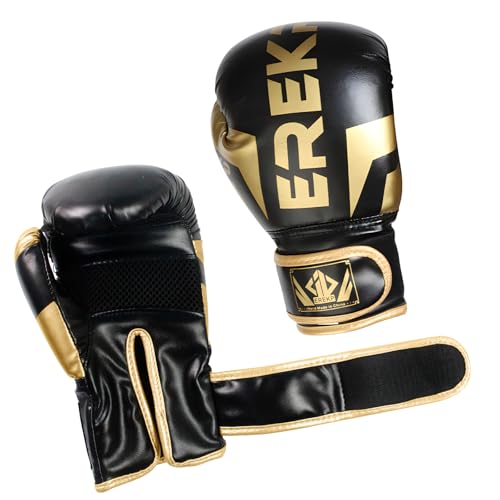Kids Boxing Training Gloves, Sparring Boxing Gloves for Boys Girls - color: Black(Golden), size: 12 oz