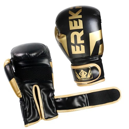 Kids Boxing Training Gloves, Sparring Boxing Gloves for Boys Girls - color: Black(Golden), size: 12 oz