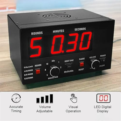 Classic Boxing Interval Timer,Gym Timer,Boxing Training Timer W/LED Display,1-12 Challenge Rounds,Gym Interval Timer for Kickboxing (Green) - color: Green