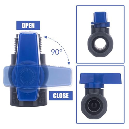 PVC Rain Barrel Spigot Kit 2 Pack 3/4" GHT Bulkhead Fitting with PVC Ball Valve Leak-Proof Tank Faucet for Rain Barrel, Water Tank & Container Drain