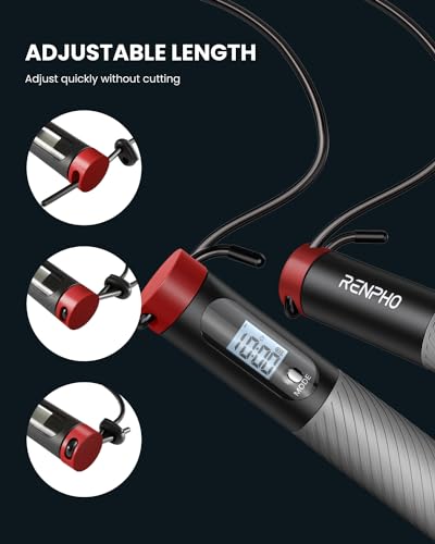 RENPHO Smart Cordless Jump Rope with Counter, App Data Tracking - color: B-Grey