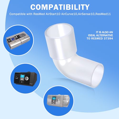 CPAP Elbow Connector Hose Adaptor Compatible with ResMed AirStart10,AirSense10,AirCurve10 and ResMed11 multiple models Machine ResMed 37394 Tubing Elbow Connector Replacement Kit