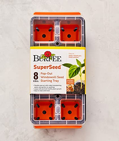 Burpee SuperSeed Windowsill Seed Starting Tray| 8 XL Cell| Reusable & Dishwasher Safe| for Vegetable, Flower & Herb Seeds| Window Garden Seed Starter Kit| Green - size: 8 Cells