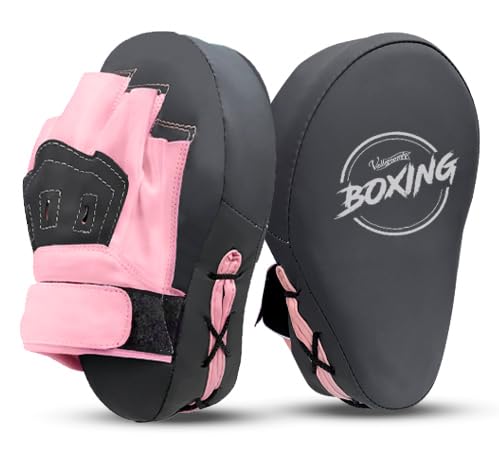 Valleycomfy Boxing Pads Curved Focus Punching Mitts for Men Women - color: Gray Pink