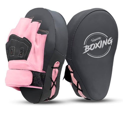Valleycomfy Boxing Pads Curved Focus Punching Mitts for Men Women - color: Gray Pink