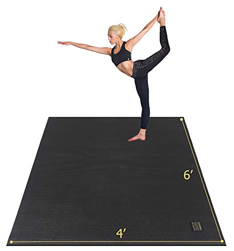 GXMMAT Large Yoga Mat 6'x4'/6'x6'/7'x5'(7mm/9mm), Extra Thick Workout Mats for Home Gym Flooring,Ultra Comfortable Non-Slip Quick Resilient Barefoot Wide Exercise Mat for Pilates,Stretching,Meditation - color: Black Real, size: 6*4 FT