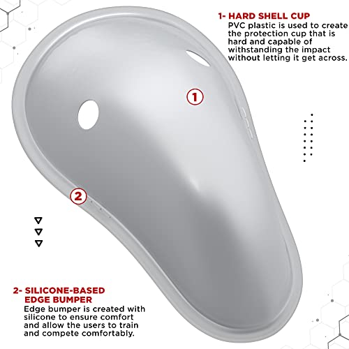 RDX Groin Protector Cup Men, Boxing Kickboxing MMA Muay Thai Sparring Groin Guard, Ventilated Adjustable,Karate Fighting Training, Underwear Jiu Jitsu BJJ Protection, Boys Youth - color: White, size: X-Large