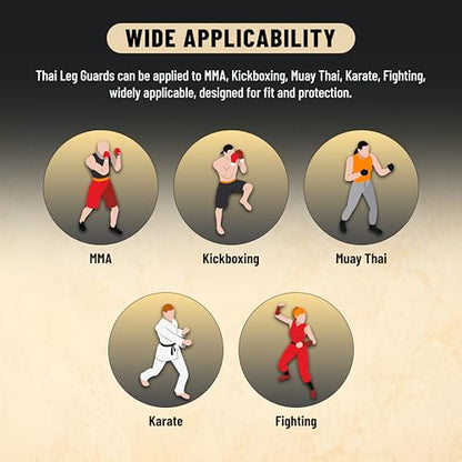 Endless Martial Arts Shin Guards | Material: ‎Faux Leather | Adjustable Thai Leg Guards with Instep Protection for Kickboxing/MMA Training and Sparring - size: Medium