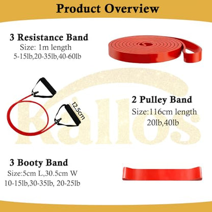 8-Piece Resistance Band Set for Home Workout with Pull-Up Assistance Loop and Booty Bands with Handles Ideal for Full-Body Strength Training Glute Activation and Stretching Fitness Kit