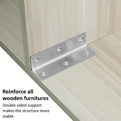 L Bracket, Heavy Duty Corner Brace, 30 Pack 4" Metal Shelf Bracket Angle Bracket for Shelves, Polished Silver Stainless Steel Braces for Wood Furniture - size: 4 Inch, style: Silver 30 Pack