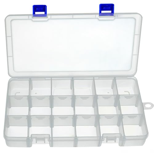 Bead Organizer Tackle Box Organizers and Storage Clear Plastic Storage Box Craft Organizers and Storage Adjustable Divider for Beads,Jewelry, Fishing Tackle(18 Grids, White X 1) - color: White, size: 18Grid-1pc