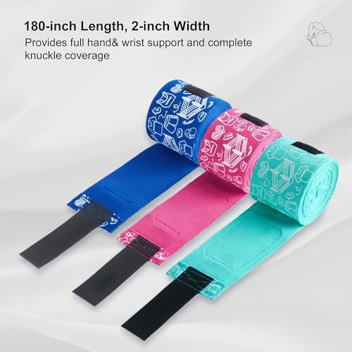 Boxing Hand Wraps 180 inch 4.5meter Elastic and Stretchable Comfort Cotton Fit Breathable for Boxing, Muay Thai, Kickboxing - color: Blue
