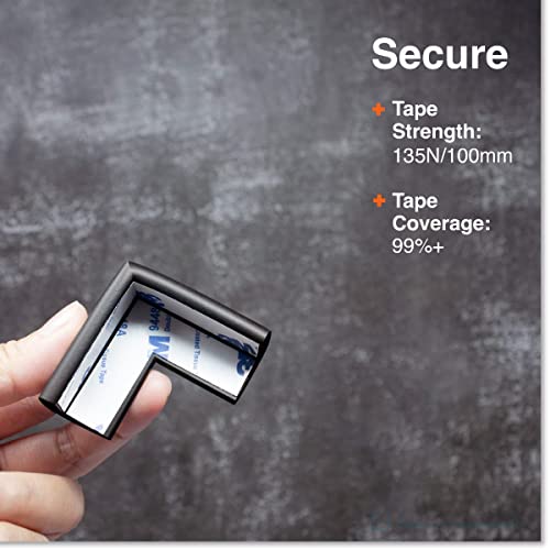 Roving Cove Slimfit Corner Edge Protector for Baby Proofing (Small 15ft Edge 4 Corners), Furniture Safety Bumper Guard, Soft NBR Rubber Foam, 3M Adhesive, Onyx Black