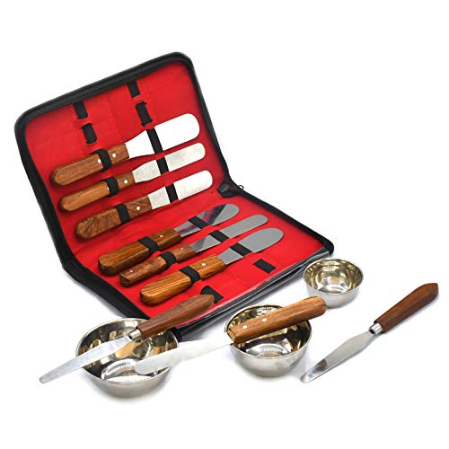 New Premium Grade Stainless Steel Set of 9 Pieces Dental Mixing Spatula Plastic ALIGNATE Mixing-Wooden Handle Plus 3 pcs Large, Medium & Small Dental Mixing Bowl