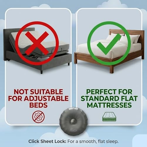 Click Bed Sheet Holder - No Lift Mattress Sheet Clips & Strap for Queen King Size Beds, Sheet Keepers to Keep Sheets on Bed, Heavy Duty Bedsheet Lock Fasteners to Hold Sheets in Place Firm & Tight - color: Gray, size: Standard Beds - Twin XL to Cal-King
