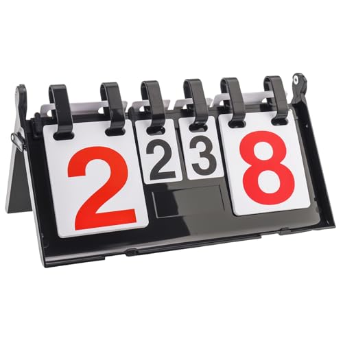 Portable Flip Scoreboard, 0-31 Score Digits & 0-9 Games | Waterproof Score Keeper for Volleyball, Cornhole, Tabletop games, Red/Black Numbers Double-Sided Score Flipper