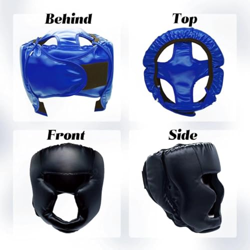 2 Pack Boxing Headgear for Men and Women, Adjustable Sparring Head Guard for Boxing, MMA, Kickboxing, Muay Thai and Taekwondo Training - color: Black,Blue