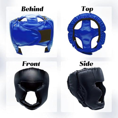 2 Pack Boxing Headgear for Men and Women, Adjustable Sparring Head Guard for Boxing, MMA, Kickboxing, Muay Thai and Taekwondo Training - color: Black,Blue