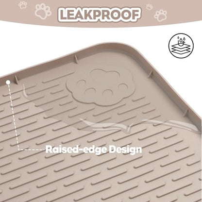 Cat Litter Mat, Extra Large 40" x 28" Silicone Mat Litter Trapping Mat for Scatter Control, Soft on Kitty Paws, Easy to Clean (Khaki) - color: Khaki