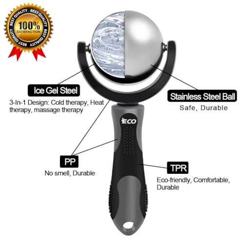 Massage Ice Roller Ball Cold & Heat Therapy Plantar Fasciitis Roller | Alleviating Shoulder, Arms, Back, Legs, Calves or Muscle Tension, Perfect for Workouts Relaxation - color: Gray+black