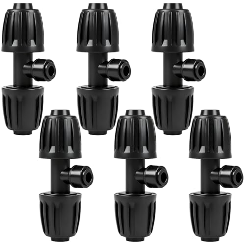 6 Pack 1/2" To 1/4" Drip Irrigation Fittings, 1/2 Inch (1/2" ID x 0.6-0.65" OD) Drip Line to 1/4 Inch Irrigation Tubing Adapter Anti-Drop Quick Connect Reducer 3 Way Tee Connectors - size: 1/2" to 1/4" (3 Way) Reducer-6P
