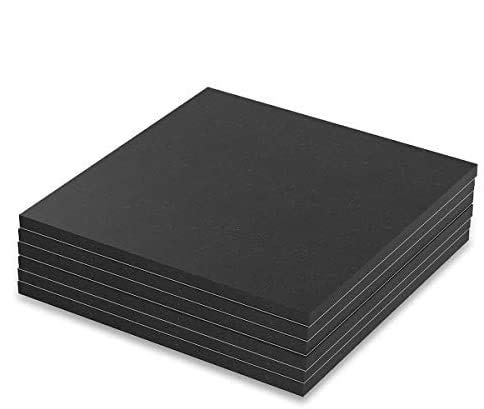 Neoprene Rubber Mats, 6"x 6" Adhesive Foam Padding Weather Stripping Non-Slip Furniture Pads Black Rubber Insulation Anti-Vibration Pads (6 Pack)