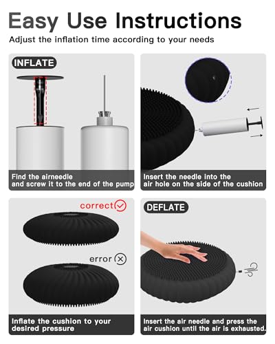 Wobble Cushion with Inflation Pump - Wiggle Seat Balance Disc - color: Black