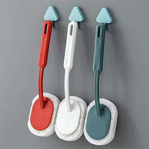 Toilet Brush and Holder Set, Toilet Brush Strong Decontamination Bath Brush Long Handle Durable Sponge Tiles Brush Toilet Fish Tank Cleaning Brush Household Clean Tools Bathroom Toilet Bru