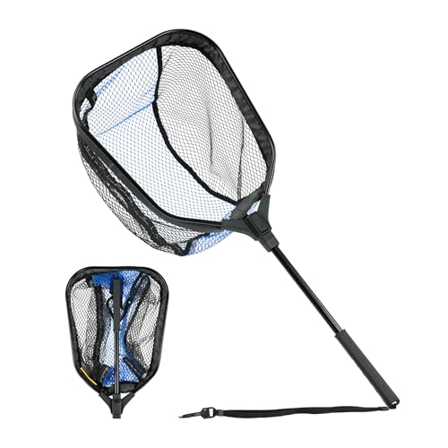 Black Paw Floating Fly Fishing Net, Telescopic Rubber Fishing Net for Trout, Foldable Extendable Fish-Friendly Design for Safe Catch and Release
