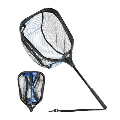 Black Paw Floating Fly Fishing Net, Telescopic Rubber Fishing Net for Trout, Foldable Extendable Fish-Friendly Design for Safe Catch and Release