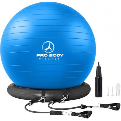 ProBody Pilates Yoga Ball Chair for Office - with Resistance Bands - size: 65 cm